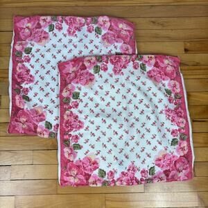 Vintage April Cornell Pink Floral Pillow Shams Cottage Country 21" square